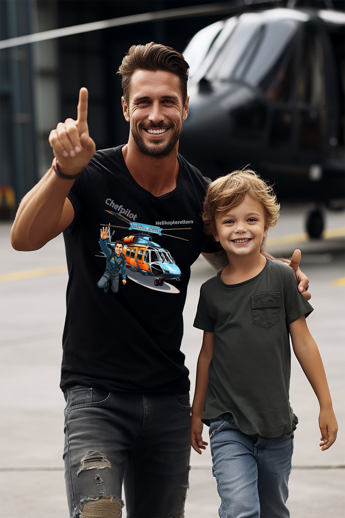 Männer T-Shirt - Chefpilot "unter den" Helikoptereltern