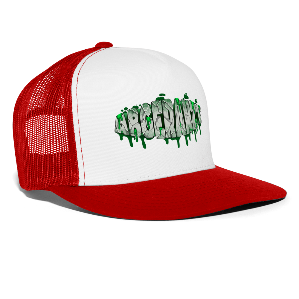 Trucker Cap - Abgeranzt - Weiß/Rot