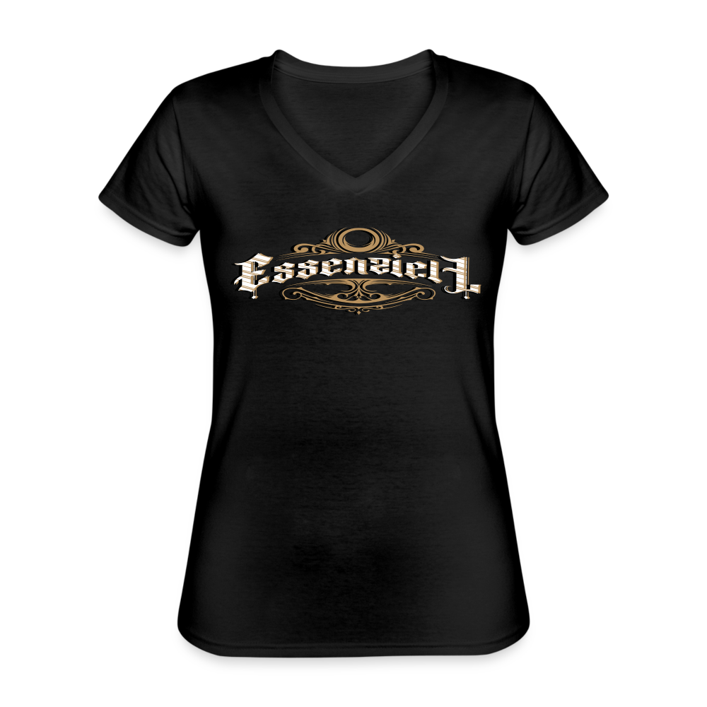 Klassisches Frauen-T-Shirt mit V-Ausschnitt - Essenziell - Schwarz