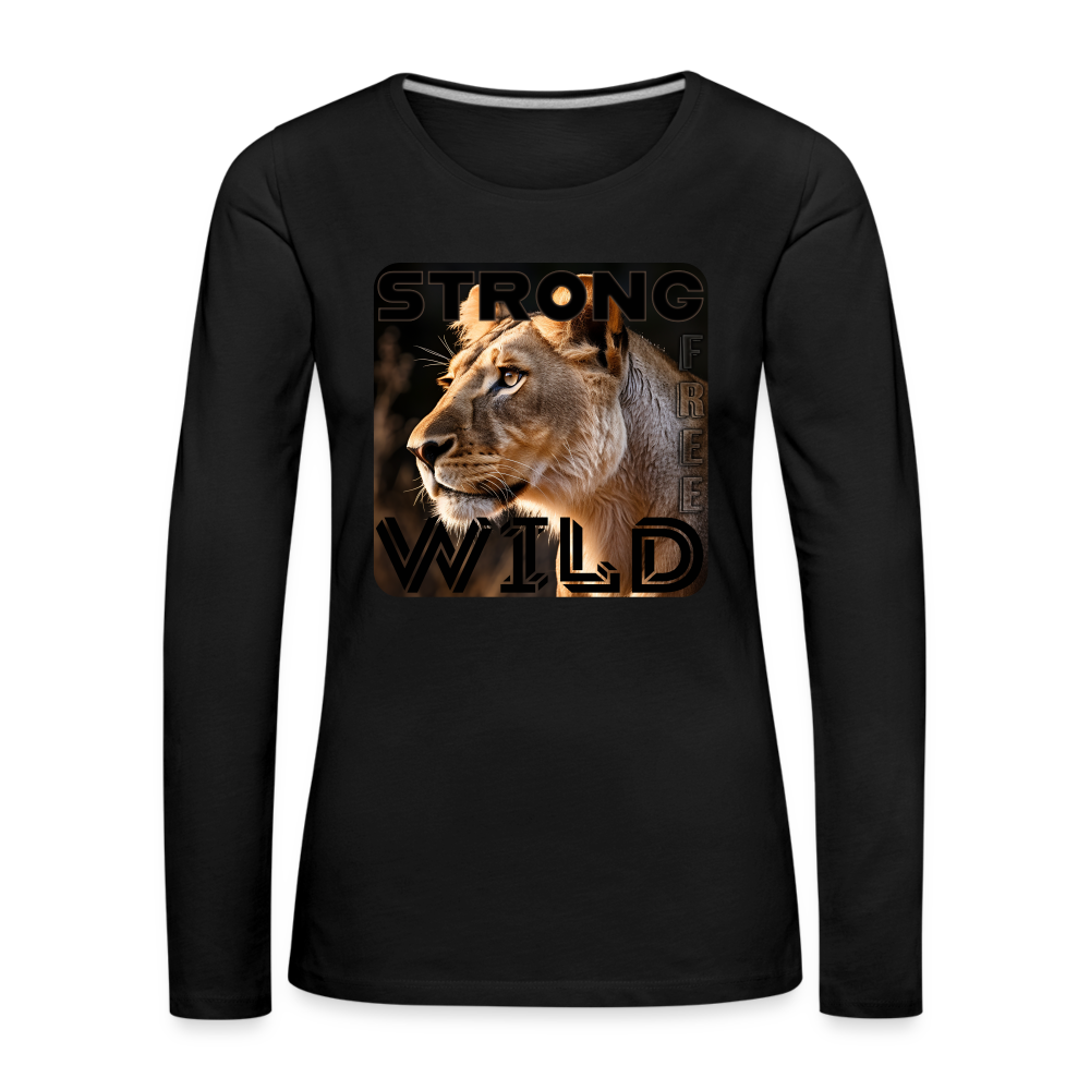 Frauen Premium Langarmshirt - Strong, Wild, Free - Schwarz