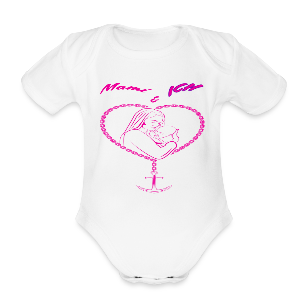 Baby Bio-Kurzarm-Body - Ankerherz (Mami & Ich / pink) - weiß