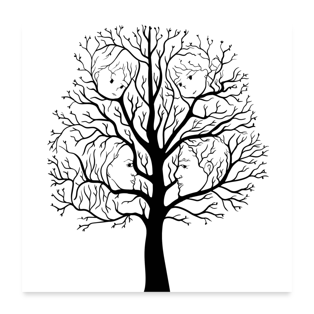 Poster 60x60 cm - Family Tree - weiß