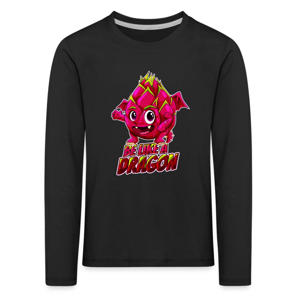 Kinder Premium Langarmshirt - Be like a Dragon - Schwarz