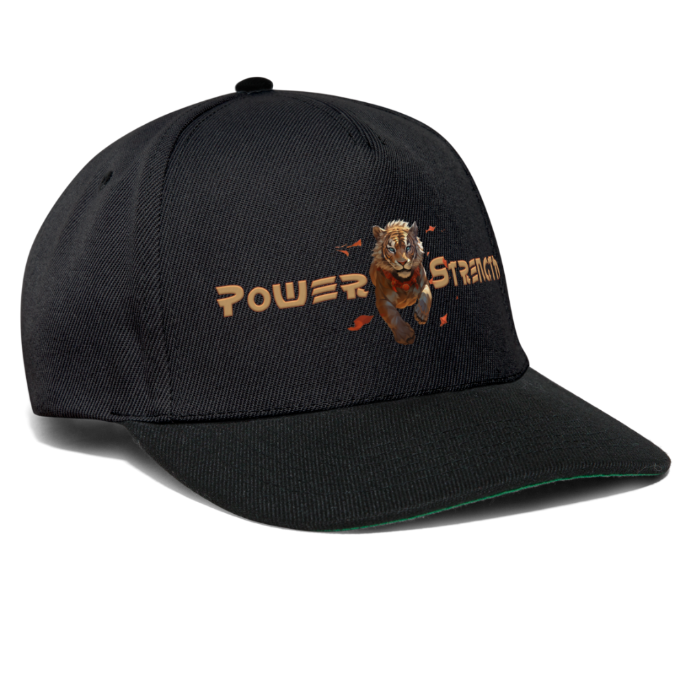 Snapback Cap - Power & Strength - Schwarz/Schwarz