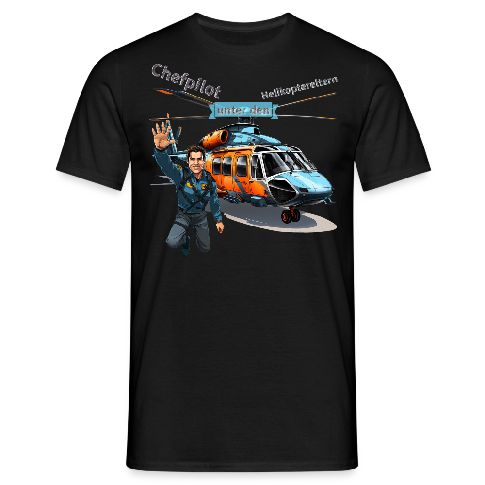 Männer T-Shirt - Chefpilot "unter den" Helikoptereltern - Schwarz